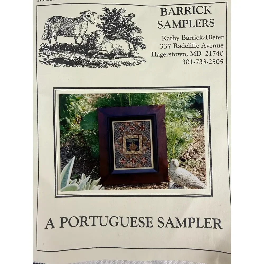 Kathy Barrick Cross Stitch Chart Kit A Portuguese Sampler Vintage 2000 Linen WIP